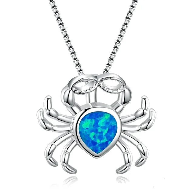 Blue Turtle Charm Necklace - Bohemian Imitation Opal Jewelry Gift for Her