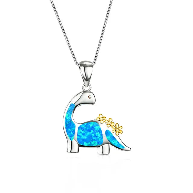 Blue Turtle Charm Necklace - Bohemian Imitation Opal Jewelry Gift for Her