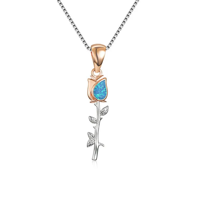 Blue Turtle Charm Necklace - Bohemian Imitation Opal Jewelry Gift for Her