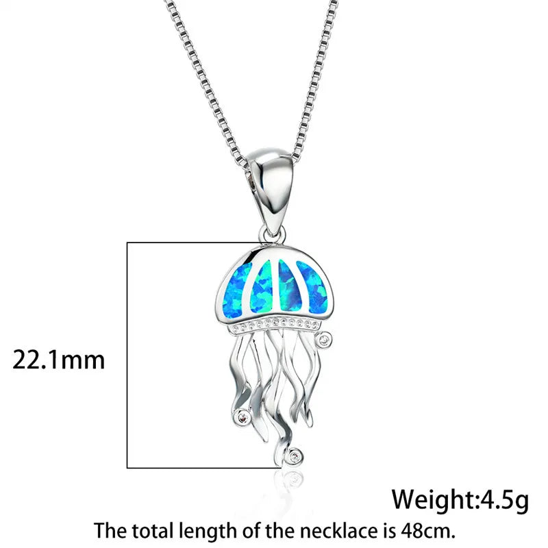 Blue Turtle Charm Necklace - Bohemian Imitation Opal Jewelry Gift for Her