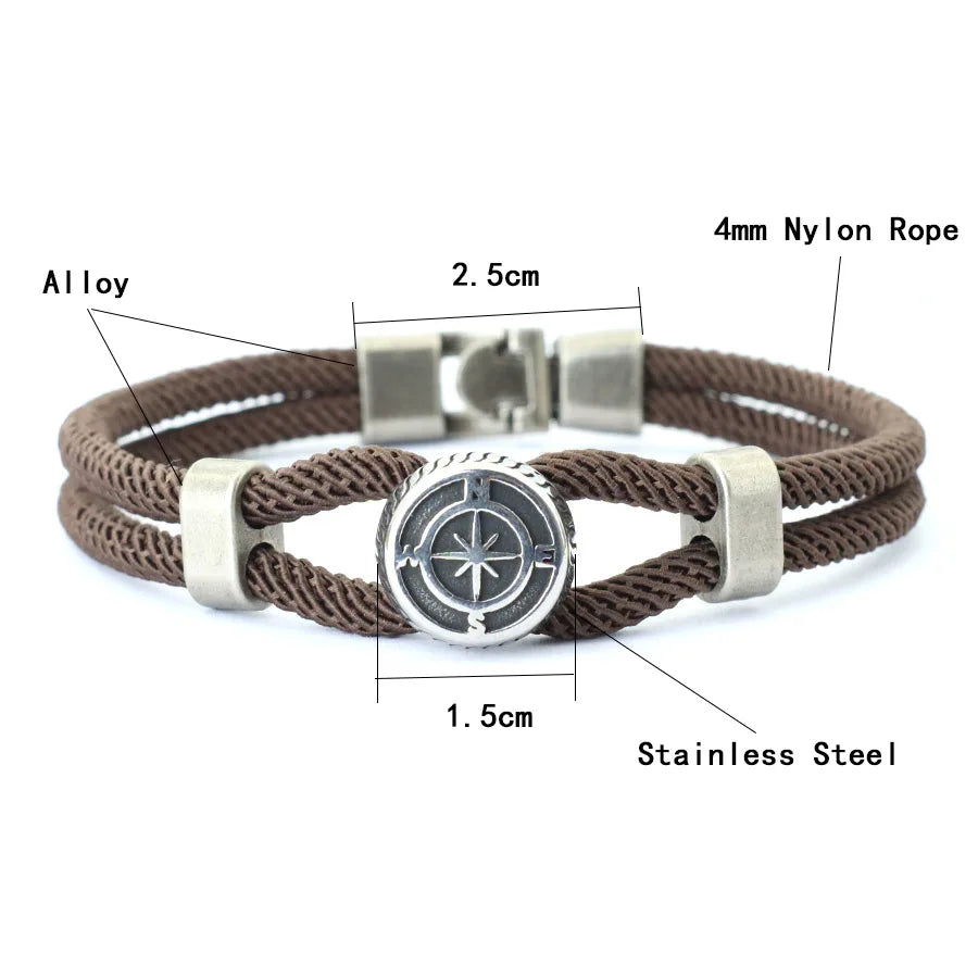 New Compass Bracelet with Nautical Rope 