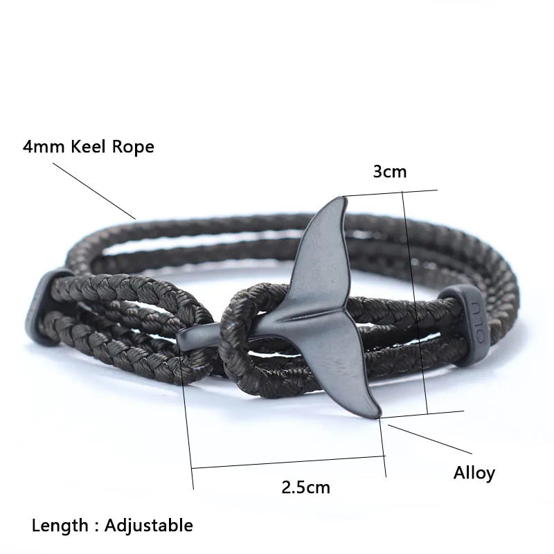 Whale Tail Multilayer Bracelet With Adjustable Keel Rope