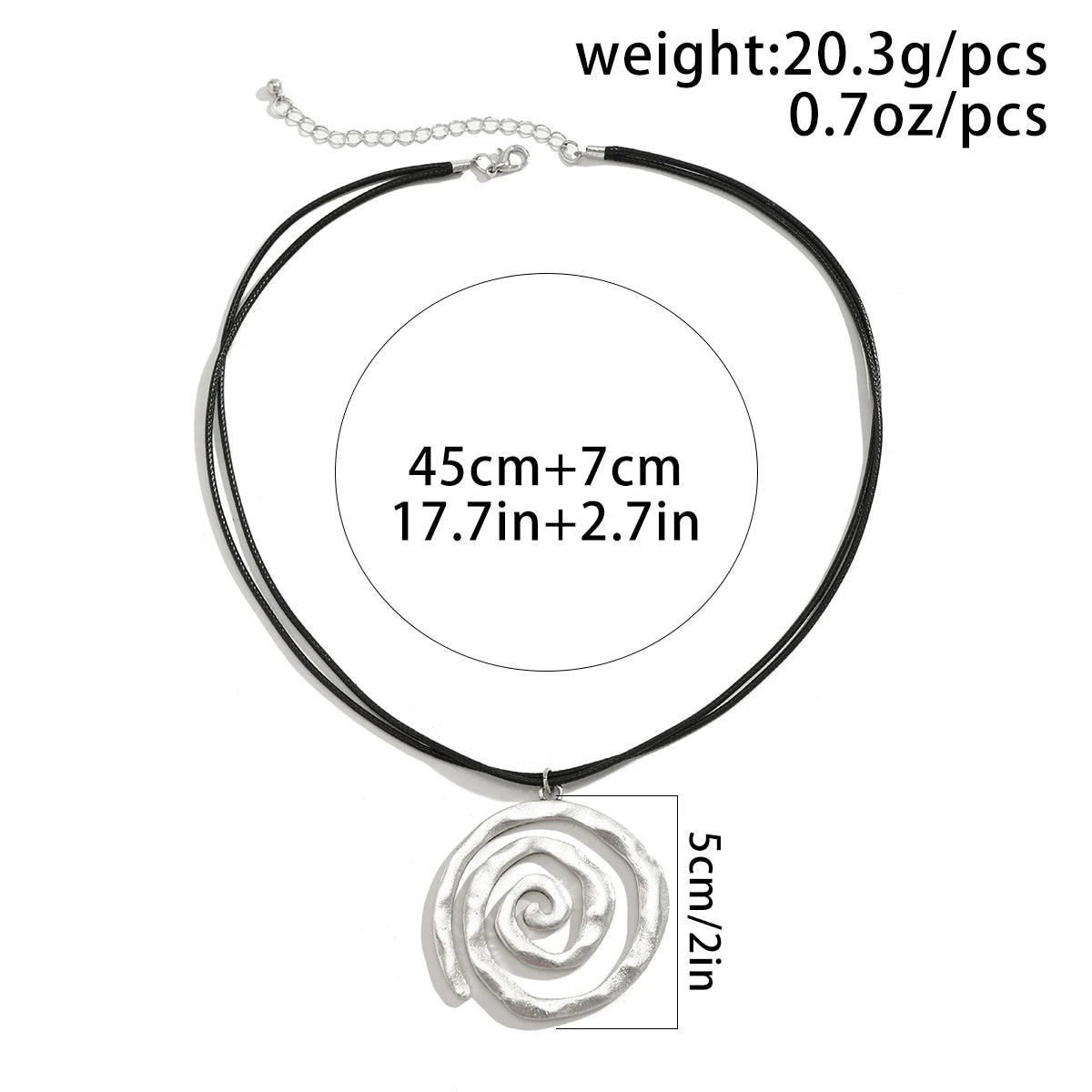 Creative Big Spiral Conch Pendant Necklace Women Adjustable Leather Wax Thread Chain 